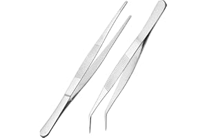 GUANGYUAN Pinzette curve pinze chirurgiche, 20 cm, in acciaio inox, professionali, antiscivolo, lunghe, pinzette dritte, pinzette angolate per animali acquatici, corallo, artigianato, cucina, riparazione
