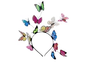 NiceYnn Fascinators Butterfly Headband, Simulation 3D Butterfly Hairband Bride Fairy Elf Crown Headpiece Party Festival Colorful Hair Accessories for Women Girls Kids Wedding Party Props