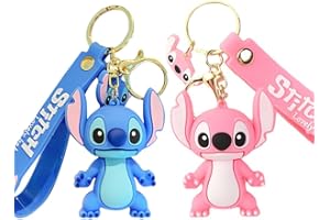 TYDEUS Porte Clés 2 pièces, Keyring Chaîne Rose et Bleu, Enfants Clé Pendentif, Keychain pour Filles Garçons, Kawaii Cadeau d'anniversaire Décoration