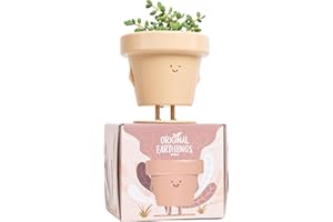 Original Earthlings Standing Pot, Cute Plant Pot, 3.5 Inch Plastic Funny Planter with Drainage, Unique Cactus Plant Lover Gift, Small Succulent Face Flower Pot, Fun Teacher Appreciation Gift