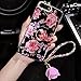 Coque iPhone 8 Plus,Coque iPhone 7 Plus,Coque Étui pour iPhone 8 Plus / 7 Plus,ikasus® Coque iPhone 8 Plus / 7 Plus Silicone Étui Housse Téléphone Couverture TPU avec Crystal Glitter Diamonds Briller diamants en cristal Motif fleur rose avec anneau Kickstand et pendentif roses Ultra Mince Premium Semi Hybrid Crystal Clear Flex Soft Skin Extra Slim TPU Case Coque Housse Étui pour Apple iPhone 8 Plu