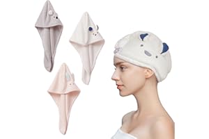 MTBRICEY Toallas para el Cabello de Microfibra Toallas de Turbante para el Cabello con Botones Toalla de Secado para el Cabello Súper Absorbente Turbante Anti-frizz Twist Tapas de Pelo Seco para Baño (3Pcs B)