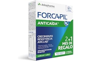 Arkopharma Forcapil Anticaída Pack Tratamiento 3 Meses, Ayuda a Reducir Caída del Cabello, Crecimiento, Resistencia Anclaje, Alta Concentración en Biotina, Complemento Alimenticio