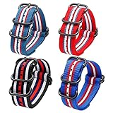 FERZA Home Uhrenarmband aus Nylon-Uhrenarmband mit Edelstahlschnalle 4-Pack (Color : Blue Red, Size : 18mm)