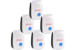 RUTIDA Repelente Ultrasónico de Plagas, 6 Pack Electrónico Repelente Mosquitos Control de Plagas, Repelente Ultrasónico Mosquitos para Anti Mosquitos, Moscas, Ratones, Cucarachas, Arañas, Roedores