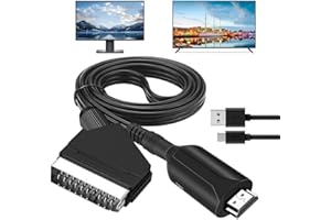WDKXCN Cable Peritel HDMI, Adaptateur Peritel HDMI avec USB Câble, Convertisseur Péritel vers HDMI, Convertisseur Vidéo Audio Peritel vers HDMI 1080P/720P pour HDTV STB VHS VCR PS3 Sky DVD Blu Ray