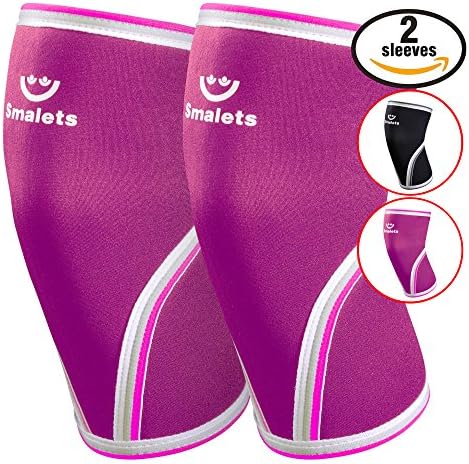 Women’s Athletics &amp; Weightlifting Non Slip Compression Knee Sleeves 1 Pair Great Support &amp; Effective Relief from Muscle Pain &amp; Fatigue Pink S