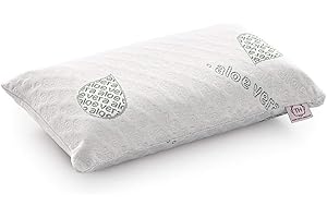 TEXTIL-HOME Textilhome - Cuscino da viaggio viscoelastico - 43x24 cm - Tessuto ecologico in aloe vera, anima in puro visco 100% naturale - Include borsone da viaggio.