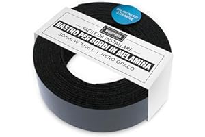 WoodPress® Bordo in melamina nero opaco da 30 mm, nastro pre-incollato, rotolo da 7,5 m, termoadesivo per una facile applicazione fai da te – coprirà il bordo di un pannello MDF standard