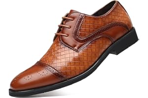 Rodawu Men's Dress Shoes Lace-up Formal Business Shoes Brogues Derbys Oxford Shoes