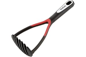 Tefal Ingenio- Prensapatatas con tope de silicona, diseño curvo para prensado eficaz, mango ergonómico, apto para lavavajillas, fácil de usar y almacenar, rojo y negro, K20712