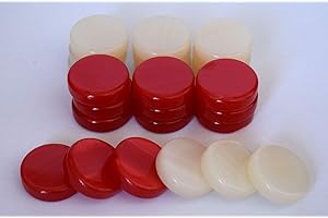 Manopoulos 30 Small Acrylic Backgammon Checkers - Chips Red & Ivory 1 inch