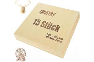 JMIATRY 15 placas Contrachapado 3mm, Madera Contrachapada 300 x 300 x 3MM, Madera de Balsa para Maquetas, Pintura