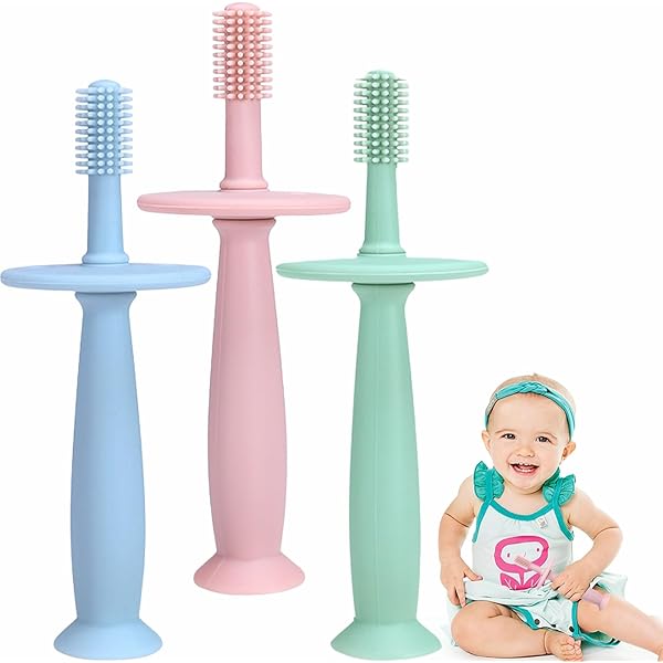 Zueyen Baby Beißringe 4-tlg | Silikon Kausticks Mit 2 Bürsten Für Zahnungsschmerzen