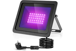 CREATESTAR Lumière Noire LED 50W, 395NM Projecteur lumière noire UV étanche IP66, Black Light Projecteur UV LED pour fête lumineuse, Affiche fluorescente, Disco, Bar, Halloween, éclairage de scène