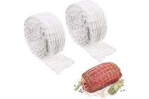 QEDBOJE 2PCS Fleischnetz Rollbraten Netz Bratennetz Räuchernetz Schinkennetz Baumwoll Netz Aufbewahren Braten Kochen Von Fleisch Elastische Kaliber 16 (2 Meter)