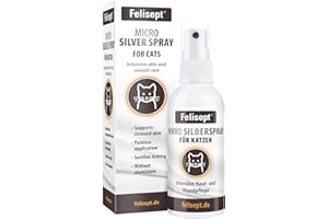 Felisept Micro Argento Spray per gatti 75ml - Cicatrizzante per gatti - Spray per ferite del cane - Indolore per il gatto - Senza alluminio e argento colloidale per gatti - Idratante