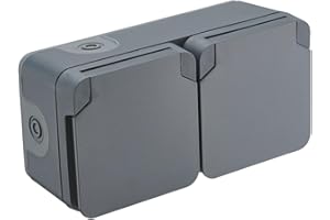 DEBFLEX - Cyklone - Double Prise Extérieure Etanche - Prise Electrique Murale IP55 - Intérieur/Extérieur - Installation En Saillie - Anthracite - 75 x 150 x 55 mm
