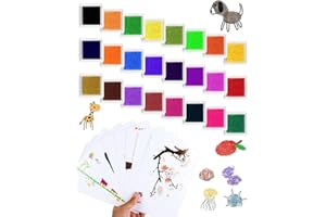 Friedwohl Stempelkissen Set, 24 Farben Stempelkissen Fingerabdrücke Set, mit 30 Finger-Zeichenkarten, Ungiftig Abwaschbar Stamp Pad Bunte Stempelkissen, für Papierarbeiten, DIY, Handwerk, Scrapbook
