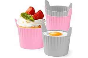 Lifhety Pirottini per Friggitrice ad Aria, Privo di BPA Stampo Muffin 4Pezzi, Alimentare Spesso Silicone per Stampi, Stampo per Uova per Accessori Friggitrice ad Aria