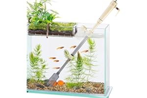 Zebbyee Sifonador Acuario Electrico, Limpiafondos Acuario con Varilla de Extensión, Aspirador Acuario, Bomba Pecera para Cambiar Agua, Filtrar, Limpio para Acuarios Medianos y Grandes