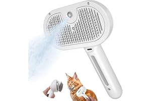 EvcgoX Spazzola a Vapore per Gatti, Spazzola per Gatti con Serbatoio d'acqua per Antistatica e nodi Spazzola per Cani per Peli Lunghi e Corti Spazzola per Animali Domestici Skin-friendly Bianco