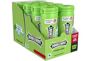 Doublemint Chewy Tube Peppermint Flavour Mints For Instant Freshness 32 Chewy Mints Comes in a Resealable Pocket Bottle Easy to Carry 27.3 g Pack of 8