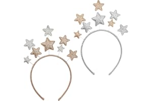 TIANNAIT 2-Piece Shiny Star Headbands - Gold & Silver, Suitable for Women & Girls, Perfect for Birthday & Christmas Parties