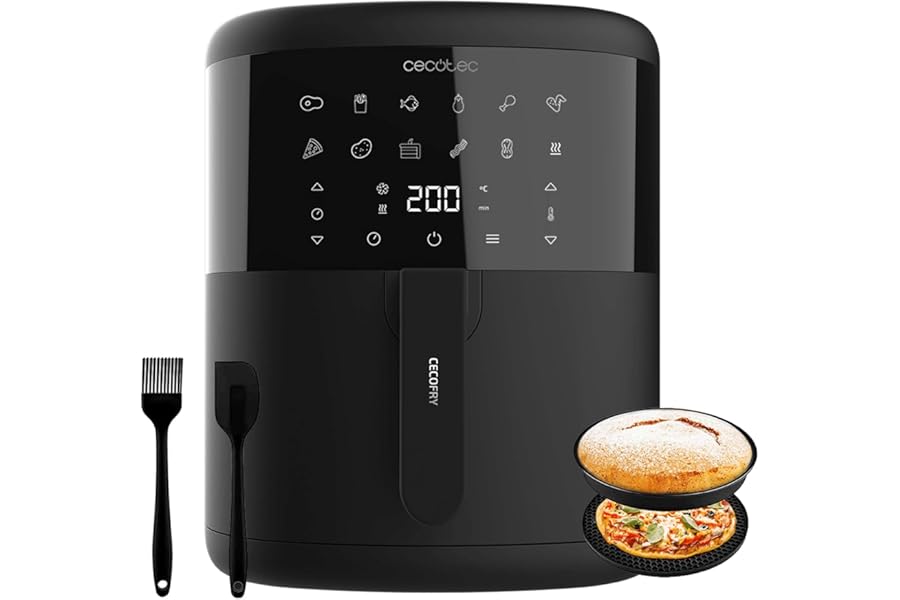 Cecotec Air Fryer Cecofry Bombastik 6000 Full. Air Fryer 1700 W, Capacity 6 L, PerfectCook Technology, Temperature and Time Adjustment, Touch Control, 12 Modes, Accessories