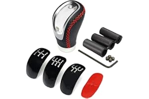 Goolsky - Pomello per cambio auto, 5-6 marce, in pelle PU, colore: nero, per leva del cambio manuale, universale, con 3 coperture