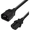 S-TEK [1.8M/6Feet] Heavy Duty Power Cord | Short Extension Cord | Power Extension Cord | Computer Power Cord | C14 Male to C15 Female Power Cable, 18 AWG, for PC, PDU, Monitor, Switches - Black