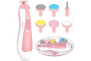 WODONDOG Electric Baby Nail Trimmer, 6 in 1 Safety Baby Nail File with LED Light Whisper Quiet Nail File Kit Clipper for Toes and Fingers (Pink)