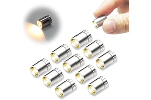 AIFRYMNE 10-Pack LED Mini Lights for Dollhouses and Crafts, Warm White, Battery-Operated Small LED Lights with Silver Plastic Casing,for Paper Lanterns, Party Decorations, and Dollhouse Accessories
