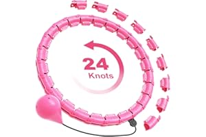 JOKBEN Smart Hula Hoop Erwachsene Zum Abnehmen 24 Knoten Einstellbar Leise Hullahub Reifen mit Gewicht Ball 360 °Automatisch Drehender für Anfänger Abnehmen/Übung-Rosa
