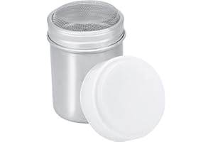 RAGUSO Powder Shaker Stainless Steel Chocolate Powder Shaker Jar Multipurpose Food Cans With Fine Mesh And Lid For Cocoa Cinnamon Powder Sugar Coffee Spice(S)