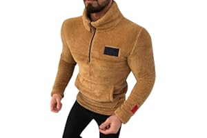 Susenstone Sweat Homme Peluche Slim Fit Automne Hiver Chaud ÉPais Pull Pas Cher A La Mode A Manche Longues Zippe Polaire Veste