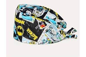 SORPRESA DENTAL Cappello chirurgico dell´uomo BAT, cuffia chirurgica da supereroe, cuffie infermieristiche D C Comics. Cuffietta sanitaria.