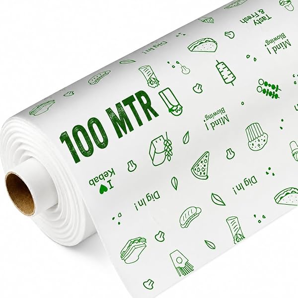 Softouch Food Wrapping Paper 100 Meter– Butter Paper Roll, Greaseproof & Microwave Safe, Roti Wrapping Sheets for Kitchen Use, Ideal for Baking, Packing, and Se