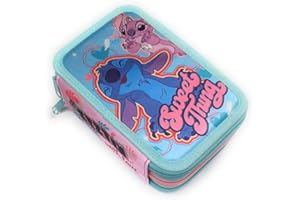 BGN Astuccio Scuola Stitcio 2 Scomparti Zip completo di Colori Astuccio Due scomparti Bambino blu Accessori Scuola