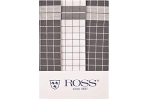 FOXCUP Ross 3er Pack Baumwoll-Geschirrtücher Karo 1742 grau 50x70 cm