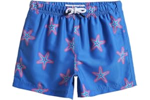 MaaMgic Little Boys' Beach Trunk Toddler Swim Shorts Animal Patterned Boardshorts Lightweight Beach Shorts Adjustable Waist Great for All Ages