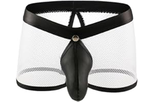 GONDMAX US-DXB Pantalones cortos atractivos del recorte del bikini de la malla transparente de los hombres con el bolso desmontable (M)