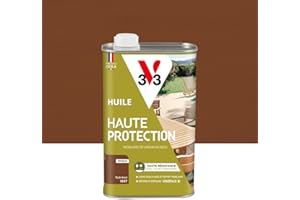V33 Huile bois extérieur Haute Protection Teck brun mat - Pour mobilier de jardin - Haute résistance eau, UV et graisses - Sans essuyage et effet perlant - Résine d'origine végétale - 1L