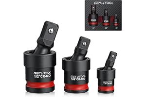 GETLITOOL 3 st 1/2 tum, 3/8 tum, 1/4 tum, universella orienterbara adaptrar | 360° svängbar, 42CRMO stål (krom-molybden), med sfärisk fjäder - för dynamisk nyckel, borr, hylsnyckel