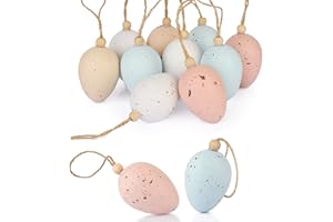 FYOJAIC 16x Ostereier zum aufhängen, Gesprenkelte Plastikeier, Osterei aus Plastik zum Hängen & Dekorieren Kunststoffeier für draußen und innen Deko zu Ostern - perfekte Osterdeko und Frühlingsdeko