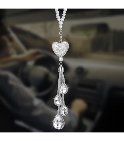 MECCANIXITY Bling Initial Letter Charm For Car Mirror - Silver Crystal Pendant, Adjustable Chain - For Women, Bags, DIY