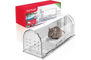 PATTLER® Trappola per Topi Vivi - Trappole per topi da Esterno e Interno - Trappole topi utilizzabili con esche per topi di vario genere - Trappola per Topi Grandi e Piccoli topi - Transparente 1 Pz