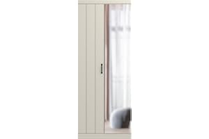 Galano Allington 2 Door Wardrobe with Mirror - Stylish & Sturdy Wardrobe - Bedrrom Furniture with Hanging Rail Storage (Light Grey)