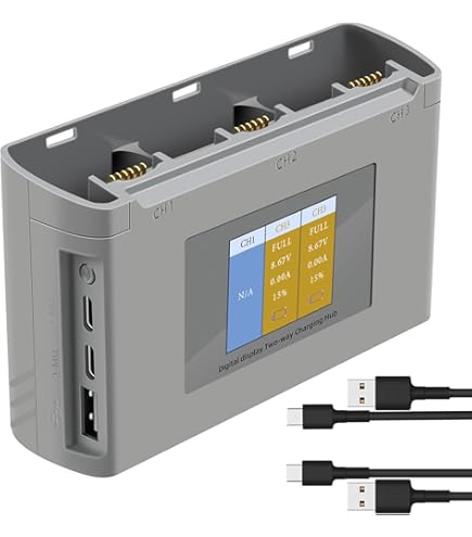 PoweLyt Osmo 360/Action 5 Pro/4/3 Battery Charger Kit 2 Packs 2100mAh