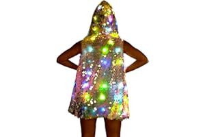 aifuu Novelty Women's LED Light Up Jacket Rave Stage Xmas Birthday Party Sequin Costume Halloween Fancy Dress Camp luminous clothing